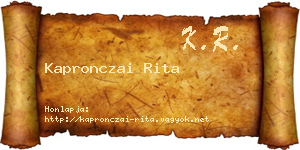 Kapronczai Rita névjegykártya