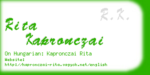 rita kapronczai business card